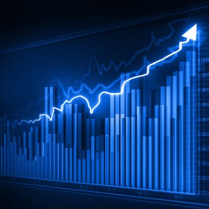 stock market blue graph